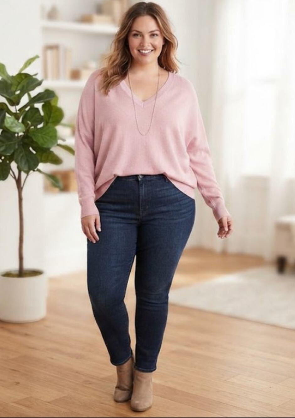 Torrid Pink V Neck Slouchy Pullover Sweater NWT Size 1 1X Plus 14 16 Knit Casual